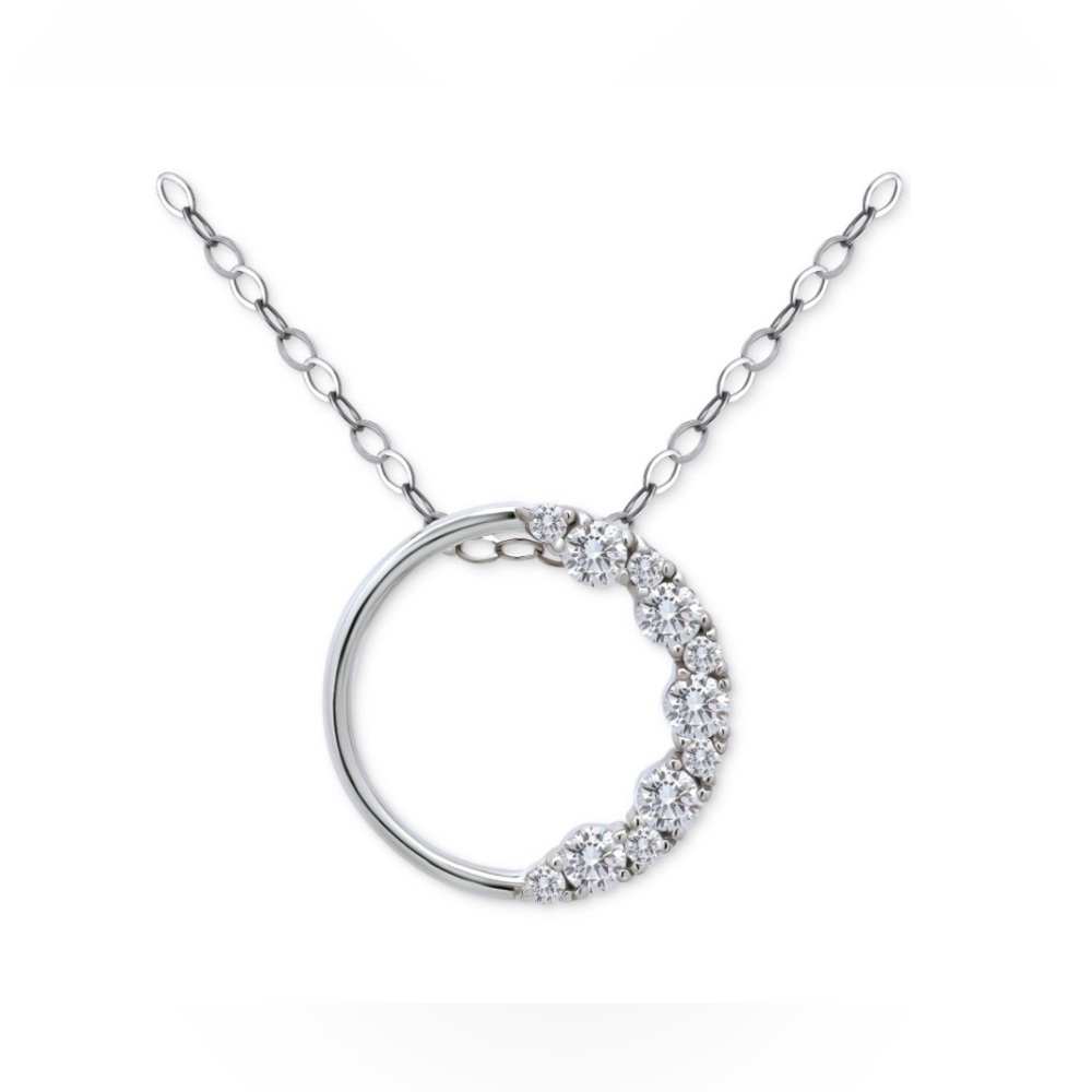 NWT Giani Bernini Cubic Zirconia Circle Pendant Necklace in Sterling Silver
